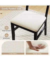 Slickblue Rattan Dining Chairs Set of 2 Upholstered with Wood Legs