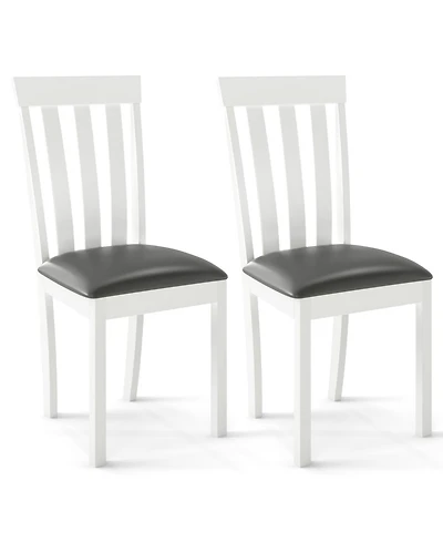 Slickblue Wooden Kitchen Dining Chairs Set of 2 with Upholstered Seat