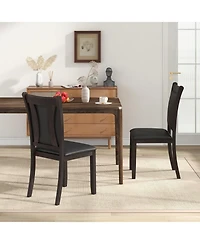 Slickblue Set of 2 Faux Leather Dining Side Chairs with Cushioned Seat for Kitchen and Dining Room