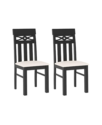 Slickblue Dining Chairs Set of 2 Rubber Wood Frame with High Back Seat