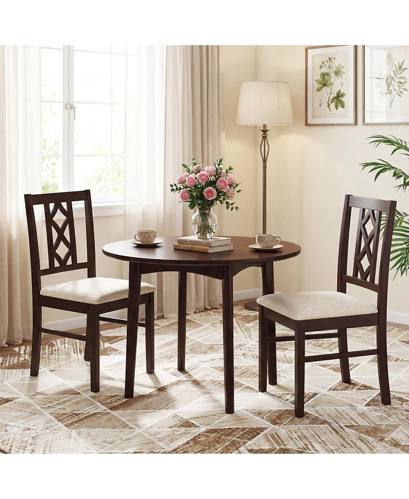 Slickblue Rubber Wood Dining Room Chairs Set of 2 Hollow Back Design