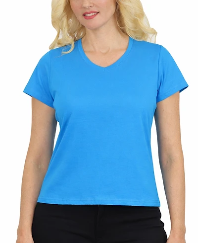 Galaxy By Harvic Women's Divatee Relaxed Fit V-Neck Short Sleeve T-Shirt