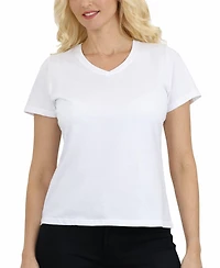 Galaxy By Harvic Women's Divatee Relaxed Fit V-Neck Short Sleeve T-Shirt
