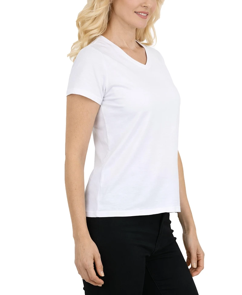 Galaxy By Harvic Women's Divatee Relaxed Fit V-Neck Short Sleeve T-Shirt