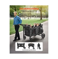 Sugift 4 Seat Wagon Stroller 330 lb Foldable Push Pull with Canopy