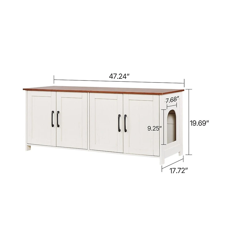 Sugift Cat Litter Box Enclosure for Multi Cats 47.2 in Hidden Litter Box Cabinet with 4 Doors