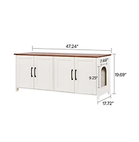 Sugift Cat Litter Box Enclosure for Multi Cats 47.2 in Hidden Litter Box Cabinet with 4 Doors