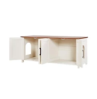 Sugift Cat Litter Box Enclosure for Multi Cats 47.2 in Hidden Litter Box Cabinet with 4 Doors