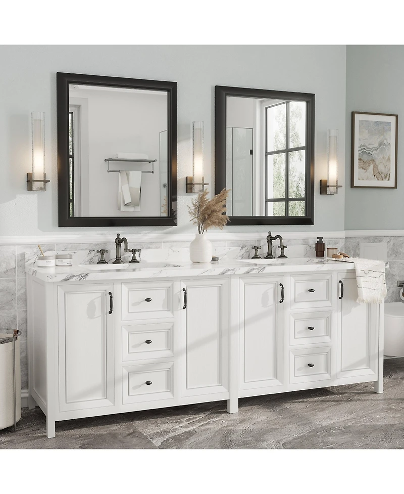 Apmir 30" x 36" Inch Thick Metal Framed Wall Mirrors for Bedroom