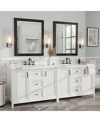 Apmir 30" x 36" Inch Thick Metal Framed Wall Mirrors for Bedroom