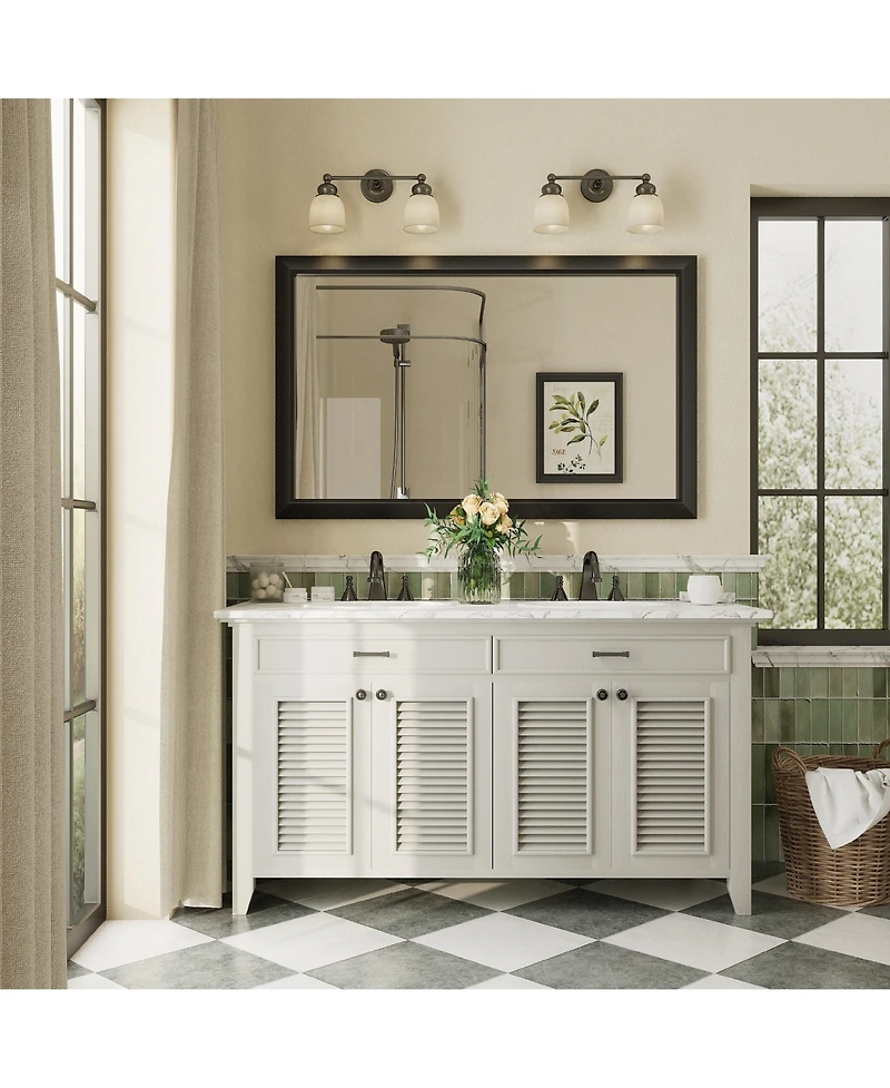 Apmir 48" x 30" Inch Thick Metal Framed Wall Mirrors for Bedroom, Rectangle Wall-Mounted Mirrors