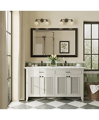 Apmir 48" x 30" Inch Thick Metal Framed Wall Mirrors for Bedroom, Rectangle Wall-Mounted Mirrors