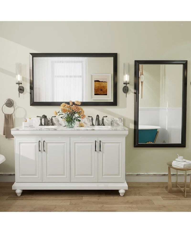 Apmir 50" x 30" Inch Thick Metal Framed Wall Mirrors for Bedroom