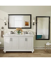 Apmir 50" x 30" Inch Thick Metal Framed Wall Mirrors for Bedroom