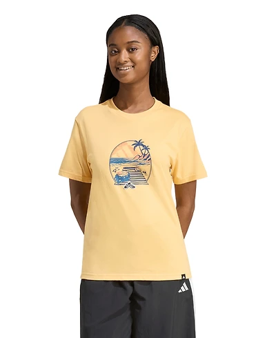adidas Women's Summer Slides Crewneck Graphic Cotton T-Shirt