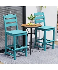 Sugift 30 in Counter Height Hdpe Bar Stool with Backrest and Footrest