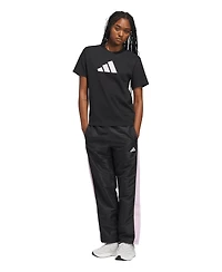 adidas Women's Gingham Big Logo Graphic Crewneck Cotton T-Shirt