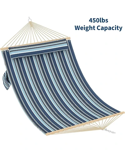 gaomon Double Quilted Fabric Hammock, 450 Lbs Capacity for Outdoor Patio Backyard Poolside,Stripes
