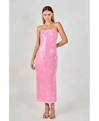 Women's Strapless Sequins Maxi Dress