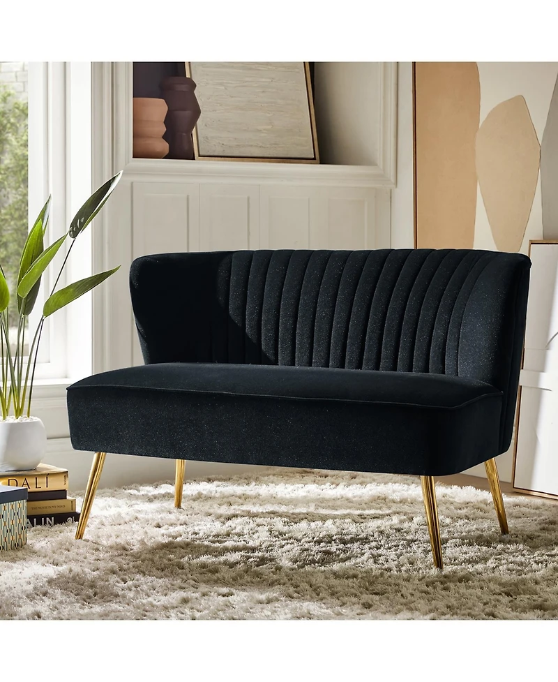 Hulala Home Euclid 47" Contemporary Velvet 2-Seat Armless Loveseat Sofa