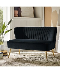 Hulala Home Euclid 47" Contemporary Velvet 2-Seat Armless Loveseat Sofa