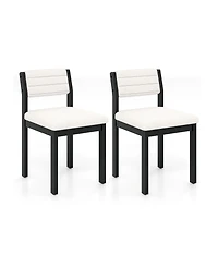 Slickblue Modern Armless Dining Chairs Set of 2 with Sherpa Upholstery and Wood Frame