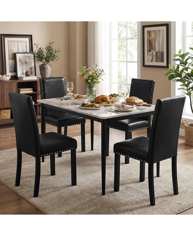 Slickblue Dining Chair Set of 4 with Solid Rubber Wood Frame Legs