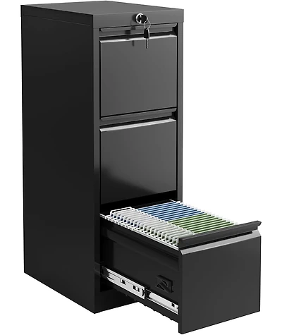 gaomon 3 Drawer Metal File Cabinet, Vertical File Cabinet with Lock, Heavy Duty Storage for Letter/Legal/A4/F4 Documents, Easy Assembly