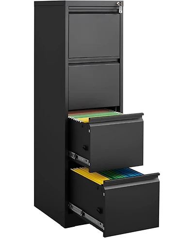 gaomon 4 Drawer Filing Cabinet, Metal Vertical File Cabinet with Lock for Home Office, Heavy Duty Storage for Letter/Legal/A4/F4 Size Files