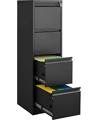 gaomon 4 Drawer Filing Cabinet, Metal Vertical File Cabinet with Lock for Home Office, Heavy Duty Storage for Letter/Legal/A4/F4 Size Files