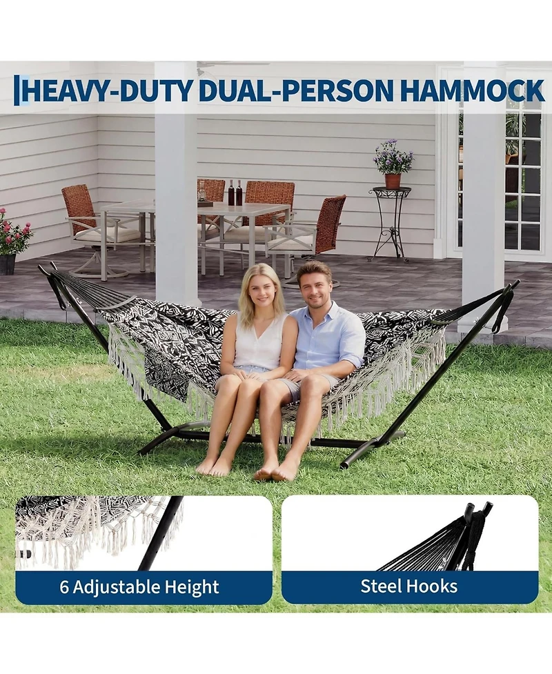 gaomon 450 Lbs Capacity Portable Double Hammock with Stand for Outdoor Patio Backyard Poolside