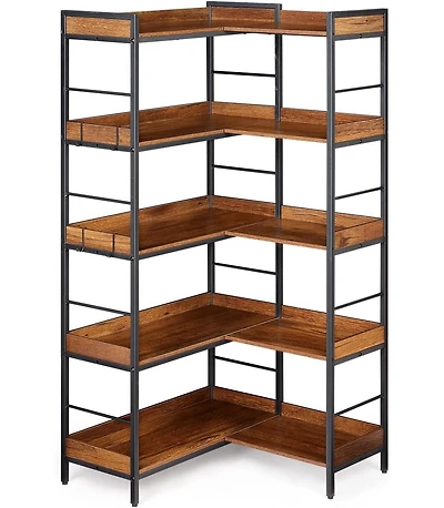 Gaomon 5-Tier Corner Bookshelf with 4 Hooks