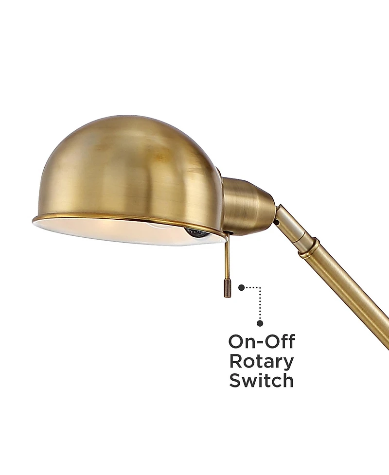 360 Lighting Traditional Pharmacy Floor Lamp with Usb Charging Port 55" Tall Brass Dome Shade Adjustable Arm for Living Room Reading
