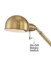 360 Lighting Traditional Pharmacy Floor Lamp with Usb Charging Port 55" Tall Brass Dome Shade Adjustable Arm for Living Room Reading