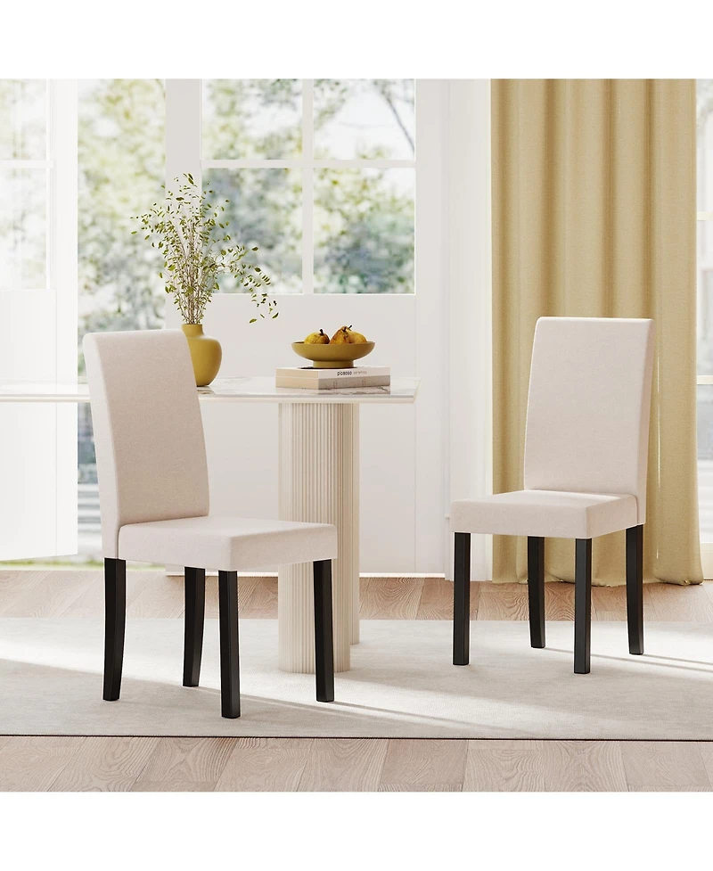 Slickblue Set of 2 Modern Mid Century Dining Chairs with Upholstered Fabric Seating