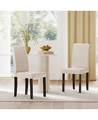 Slickblue Set of 2 Modern Mid Century Dining Chairs with Upholstered Fabric Seating