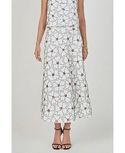 endless rose Women's Floral Beaded Midi Skirt
