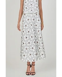endless rose Women's Floral Beaded Midi Skirt