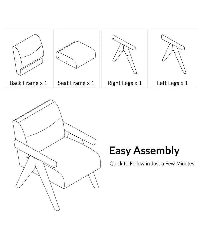 Hulala Home Donohoe Mid-Century Modern Accent Chair With Curved Wood Arms