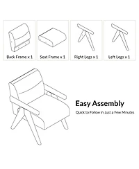 Hulala Home Donohoe Mid-Century Modern Accent Chair With Curved Wood Arms