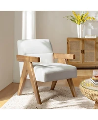 Hulala Home Donohoe Mid-Century Modern Accent Chair With Curved Wood Arms