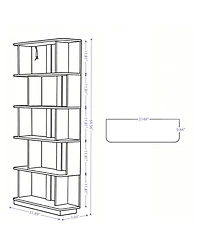 Rainsken 5 Tier L Shaped Bookcase, Modern Geometric Wood Corner Bookshelf, for Home Office, Living Room, Bedroom
