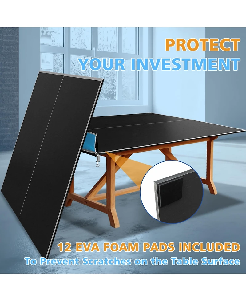 Rainsken 8.5FT Mid-Size Ping Pong Conversion Top, Foldable and Portable Tennis Table Top with Net, Single Side Upright for Indoor Games