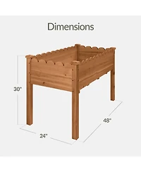 Best Choice Products Raised Garden Bed, Elevated Wooden Planter for Yard Foot Caps, Liner