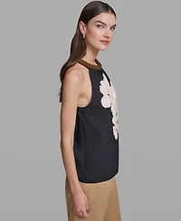 Karl Lagerfeld Paris Women's Floral Print Halter Neck Top