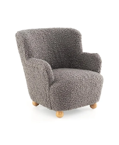 Slickblue Kids Sherpa Armchair Sofa with Wooden Legs, Soft Comfy Toddler Seating Chair