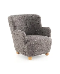 Slickblue Kids Sherpa Armchair Sofa with Wooden Legs, Soft Comfy Toddler Seating Chair