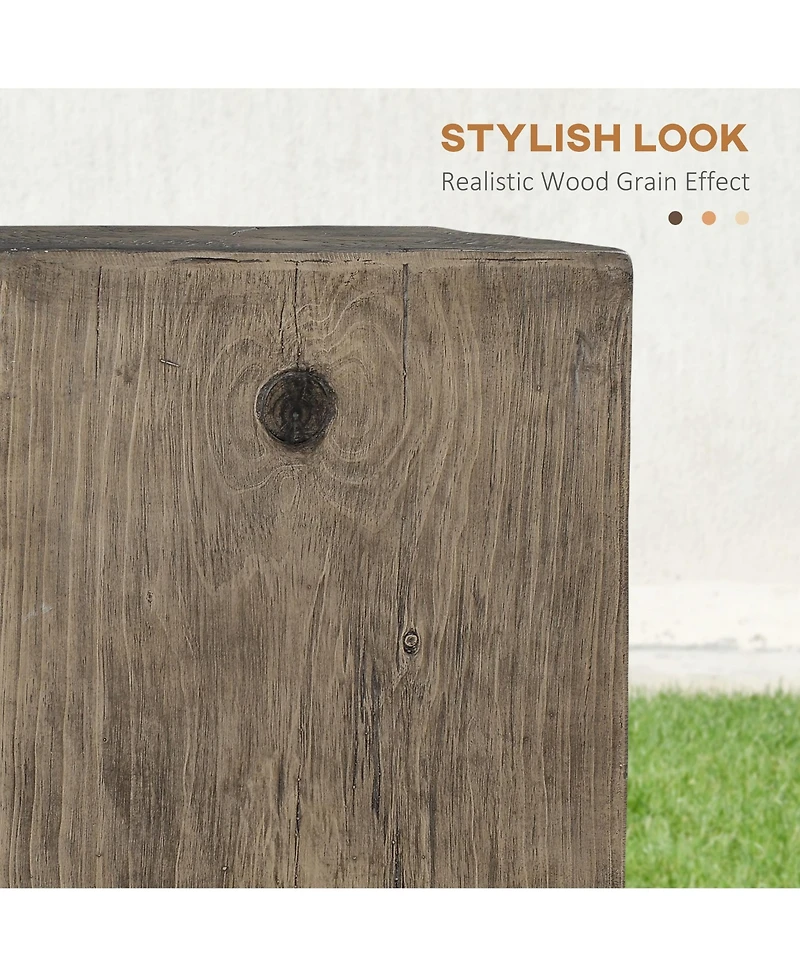 Homcom Decorative Side Table with Square Tabletop, Rustic End Table with Wood Grain Finish, for Indoors and Outdoors, Grey