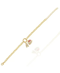 Hello Kitty Initial Crystal Charm Bracelet, Gold-Tone, Adjustable