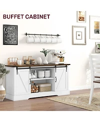 Homcom Sideboard w/ Charging Station, Farmhouse Tv Sd for 65" Tv,
